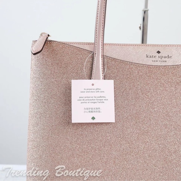 Kate Spade Shimmy Glitter Tote Shoulder Bag in Rose Gold - Picture 3 of 9